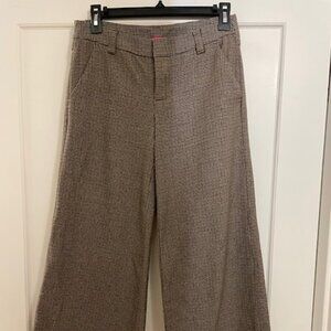 Alice + Olivia brown and metallic houndstooth wide leg trouser dress pants SZ 0